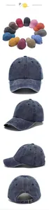 Dettaglio dei cappellini da baseball in cotone lavato in vari colori con fibbia in metallo