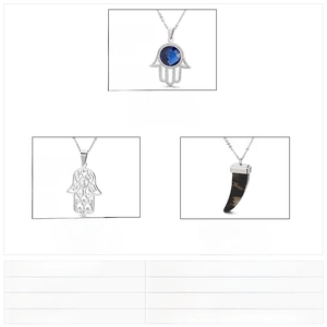 Détails du pendentif main de Fatima en cristal et corne avec spécifications de chaîne
