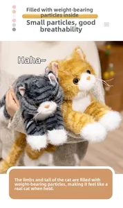 Realistic plush cats showing weighted pellets in limbs for a lifelike feel and heavy touch
