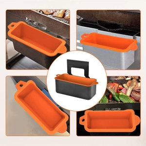 Durable metal grease tray liner with orange silicone rim for Blackstone griddles