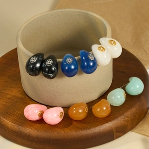 French style resin teardrop earrings with metal star accents in assorted colors