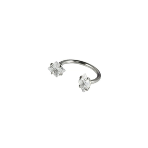 Silver horseshoe body ring with square zircon stones for nose and ear piercing