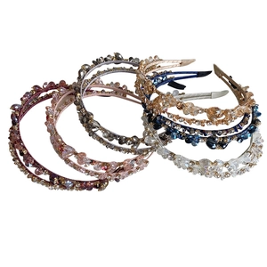 Baroque crystal pearl headbands in multiple colors with heavy beadwork for women