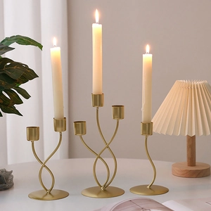 Metal Iron Art Candle Holder Decorative Candlestick For Wedding Dinner Party Table Centerpiece Modern Nordic Style Gold Black
