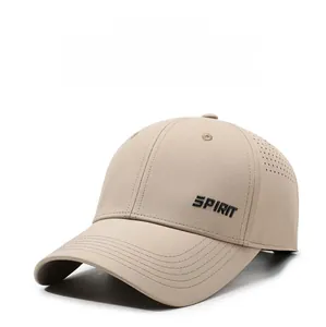Detailed view of the laser-cut ventilation holes and reinforced stitching on the baseball cap