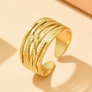 Stainless Steel Ring For Women Multi Layer Cross Line Intertwined Design Adjustable Open Fashion Jewelry
