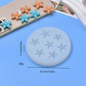 Round silicone mold for DIY flower fondant and chocolates with 7 small floral cavities