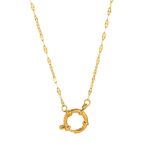 Titanium stalen hart hanger ketting met gouden ketting en grote veerring sluiting