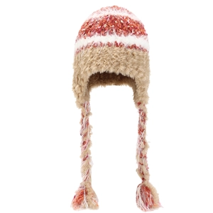 Bonnet tricoté d'hiver avec protection d'oreilles, tresses et doublure en peluche