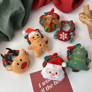 Lot de chouchous de Noël mignons en peluche avec Père Noël et renne pour coiffures de fête