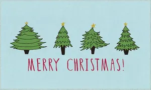 Detail showing the short plush texture and Christmas tree pattern on the blue door mat