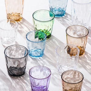Colorful acrylic cups with diamond texture pattern in multiple vibrant colors