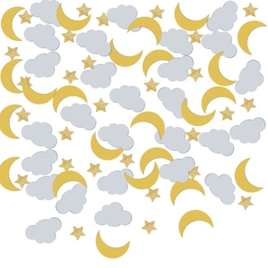 Glitter Gold Star Yellow Moon Gray Cloud Confetti Paper Decorations For Birthday Party Nursery Bedroom Table Scatters