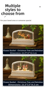 Christmas musical snow globe lanterns with Santa and snowman scenes measuring 23.5x7.3x14.5cm