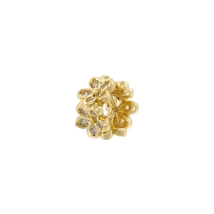 Vintage gold-plated floral spacer bead with sparkling zircons for DIY jewelry making