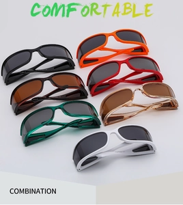 Detailed display of seven color variants for polarized sports cycling sunglasses