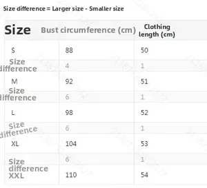 Size chart for square neck knit tank top including chest and length dimensions
