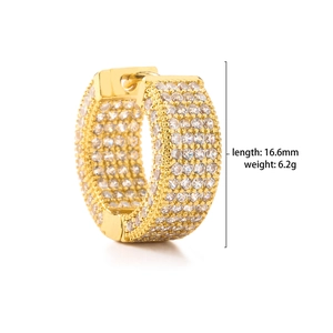 Detail of 16.6mm gold-plated hoop earring with micro-paved sparkling zircon stones
