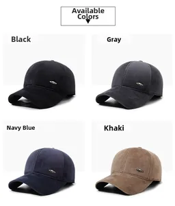 Vista dettagliata dei cappellini da baseball invernali in nero, grigio, blu e kaki
