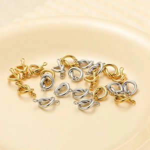 Gold and silver stainless steel knotted heart connectors for DIY jewelry making