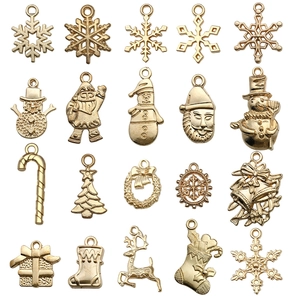 Ensemble de Charmes de Noël en Alliage de Zinc Père Noël Flocon de Neige Renne Cloche Chaussette Pendentif Pour DIY Collier Bracelet Accessoires de Bijouterie