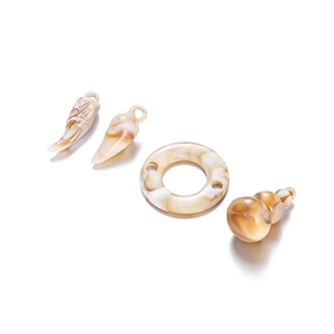 Assorted acrylic ocean style charms in coffee and white marble pattern for DIY jewelry