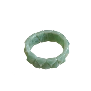 Minimalist light green iridescent acrylic geometric stretch bracelet for women