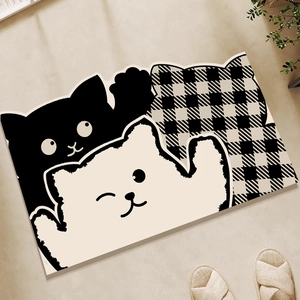 Absorbierende Badematte in Katzenform mit Cartoon-Katzen und rutschfester Unterseite