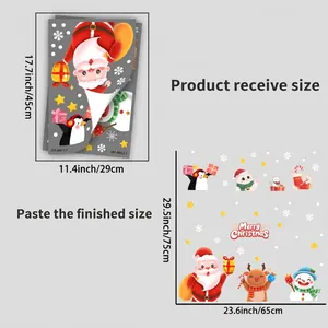 Detailed size specifications for Christmas Santa and snowman static window decals