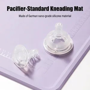 Purple non-slip silicone baking mat with measurement markings food grade quality