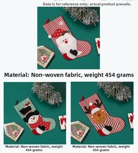 Detailed view of Christmas stockings with Santa, snowman and elk 3D applique designs