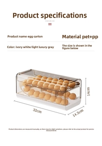 Three-layer clear egg holder with 30-egg capacity and automatic rolling design