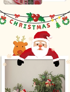 Detail of Christmas wall stickers with Santa, reindeer and festive letters for home decor