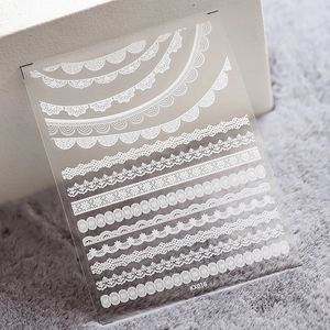 White lace nail art stickers KX series with ultra-thin adhesive for DIY manicure design