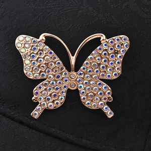 Classic cotton baseball cap with rose gold butterfly crystal brooch detail