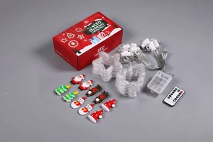 LED Christmas star tree string light set with remote, battery box and holiday pendants