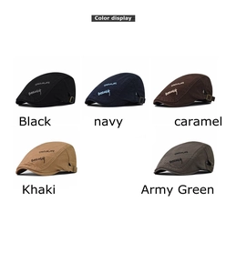 Plusieurs couleurs de casquettes plates en coton avec broderie latérale et boucle en métal