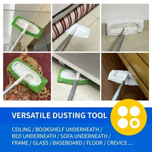 Swiffer compatible microfiber mop set with reusable green pads for home floor cleaning