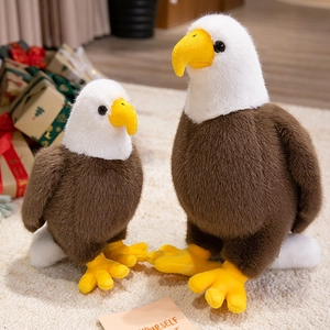 Realistic bald eagle plush toys in two sizes with brown feathers and white heads
