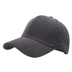 Classic dark grey cotton baseball cap in a minimalist six-panel design on white background