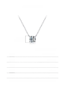 Detail specifications of 0.8ct moissanite necklace in 925 sterling silver with 44cm chain