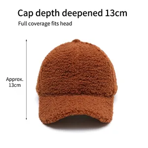 Casquette de baseball marron en polaire de 13 cm de profondeur pour la chaleur hivernale