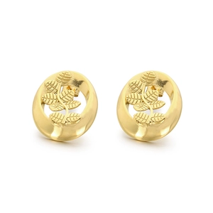 Goldene ovale Ohrringe aus Edelstahl mit filigranem Blatt- und Zweig-Ausschnitt-Design
