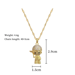 Detailed size specifications for the gold hat boy pendant necklace with cubic zirconia