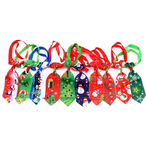 Set of 10 festive Christmas pet neckties with colorful patterns and adjustable buckles
