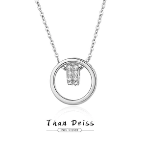 925 Sterling Silver Zircon Cable Chain Plating Inlay Geometric Pendant Necklace