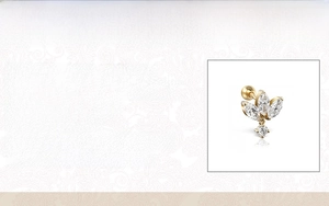 Detailed product information card for gold S925 sterling silver flower ear stud with zircon