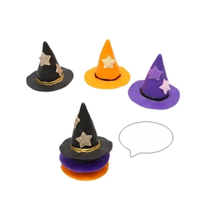 Stackable miniature witch hats for Halloween bottle decor with glitter star accents