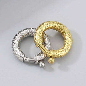 Polished gold and silver snake texture stainless steel spring ring clasps for jewelry
