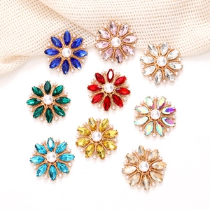 Marquis Crystal Flower Charm Zinc Alloy Imitation Artificial Pearl DIY Jewelry Making Phone Case Decoration Accessories